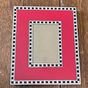 Vintage Metal Photo Frame red and black and white checkered